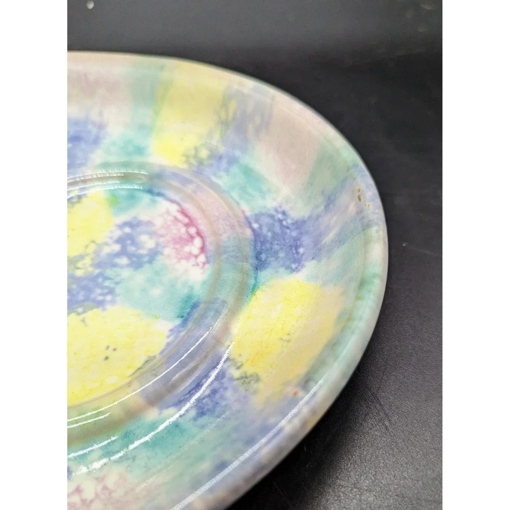 Vntg SPONGED REDWARE Oval‎ Snack Tray Christian Ridge Pottery Paris Maine 11.5